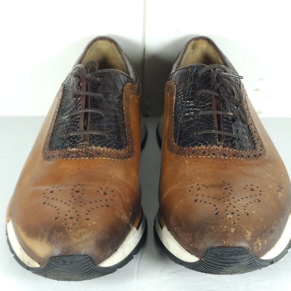 Franco Cuadra Men's 28,5 US10 Brown Distressed Leather Lace Up Trainer Sneakers - Picture 4 of 16